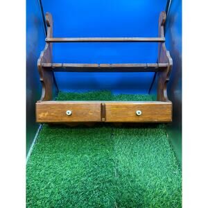 Vintage Wooden Wall Spice Rack -Country Cottage with Porcelain Handles